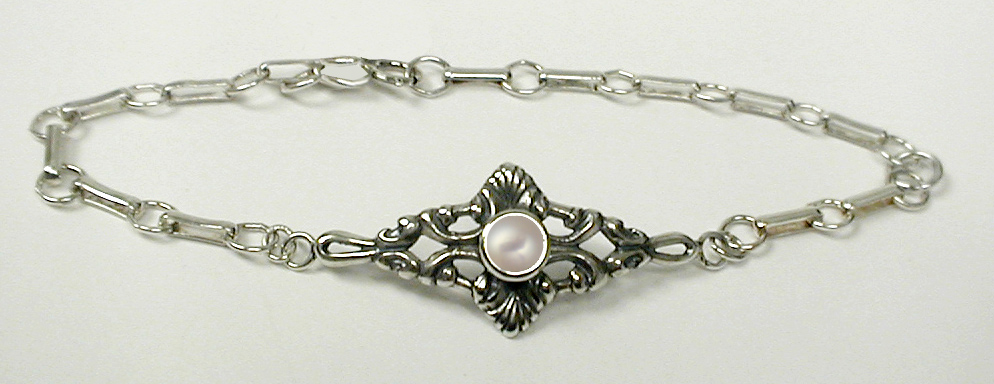 Sterling Silver Victorian Chain Bracelet with Cultured Freshwater Pearl